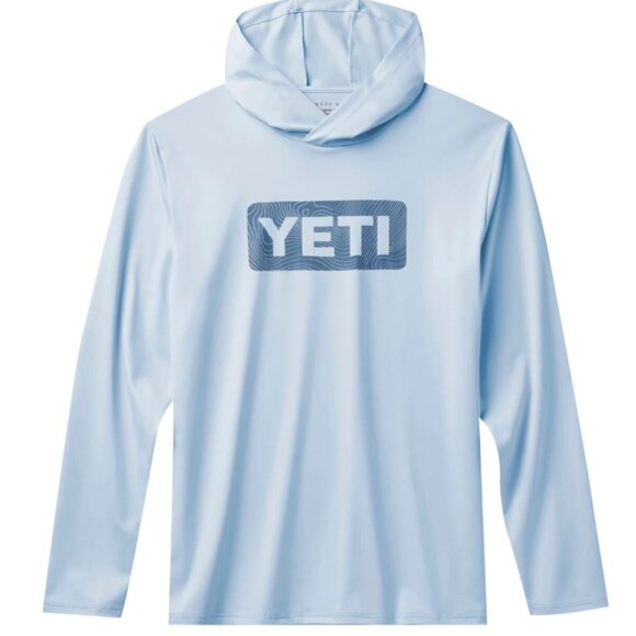 YETI Men’s Blue Wave Logo Badge Hoodie Long-Sleeve Sunshirt XL NWT - Picture 1 of 5